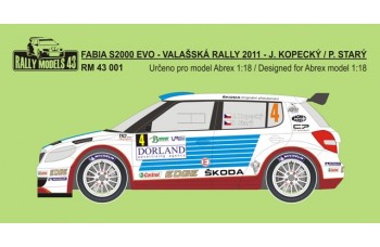 Decal – Škoda Fabia S2000 EVO - Valašská Rally 2011 -  Kopecký / Starý
